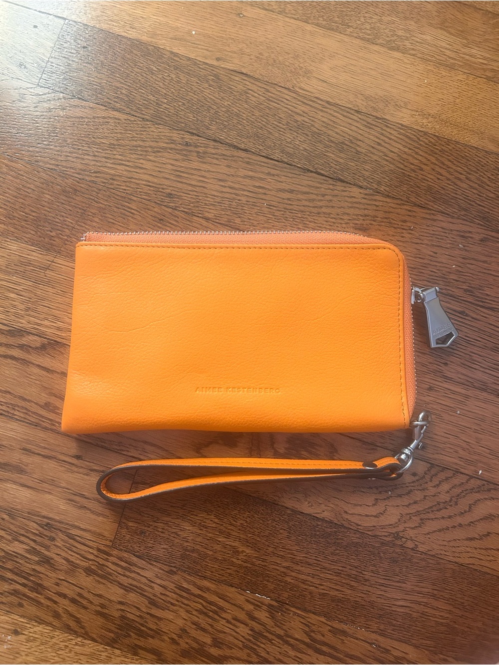 Orange Leather Wristlet